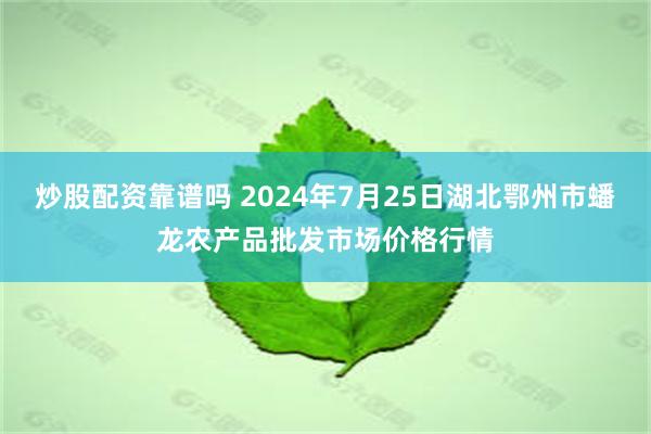 炒股配资靠谱吗 2024年7月25日湖北鄂州市蟠龙农产品批发市场价格行情